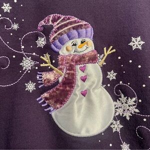 Vintage Country Store Purple Snowman Crewneck Sweatshirt Women’s Large Pullover